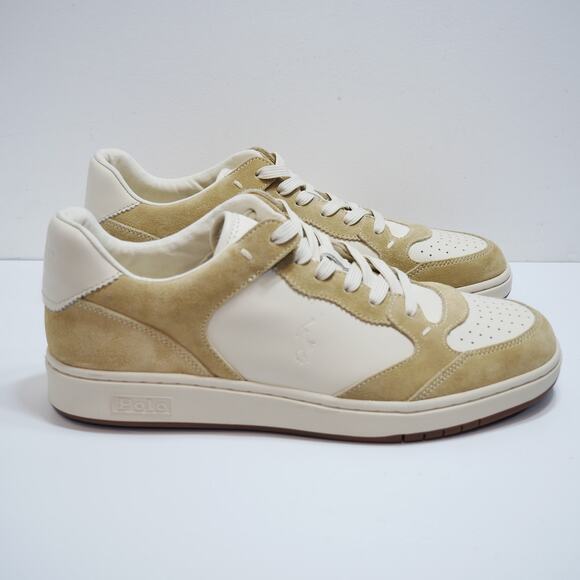 NEW POLO RALPH LAUREN COURT LEATHER SNEAKER SHOE CREAM MSRP $148 MENS SIZE - 11 - Picture 3 of 8